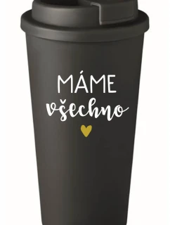 MÁME VŠECHNO - černý termohrnek 475 ml