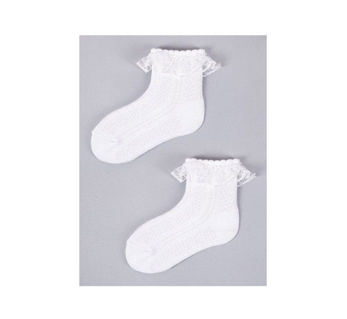 Dievčenské čipkované ponožky YO! SKL-0009G 17-34