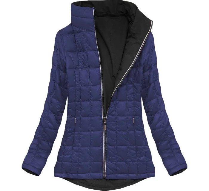 Čierno-tmavomodrá obojstranná prechodná bunda (7699)