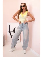 Dámska bavlnená blúzka bez rukávov s volánom žltá Dámska bavlnená blúzka bez rukávov s volánom žltá