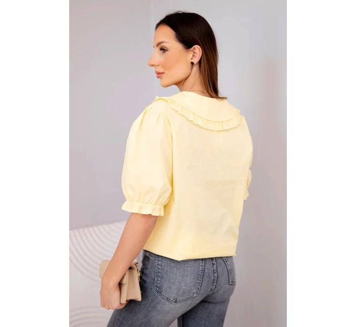 Dámská bavlněná košile s volánkem a vázáním žlutá