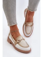 Skórzane Mokasyny Półbuty Damskie Maciejka 06493-11 Biało-Beżowe