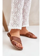 Skórzane Damskie Klapki Lewski Shoes 3682 Camel Skórzane Damskie Klapki Lewski Shoes 3682 Camel