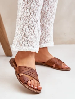 Kožené Dámské Pantofle Lewski Shoes model 21682352 Camel - Boto