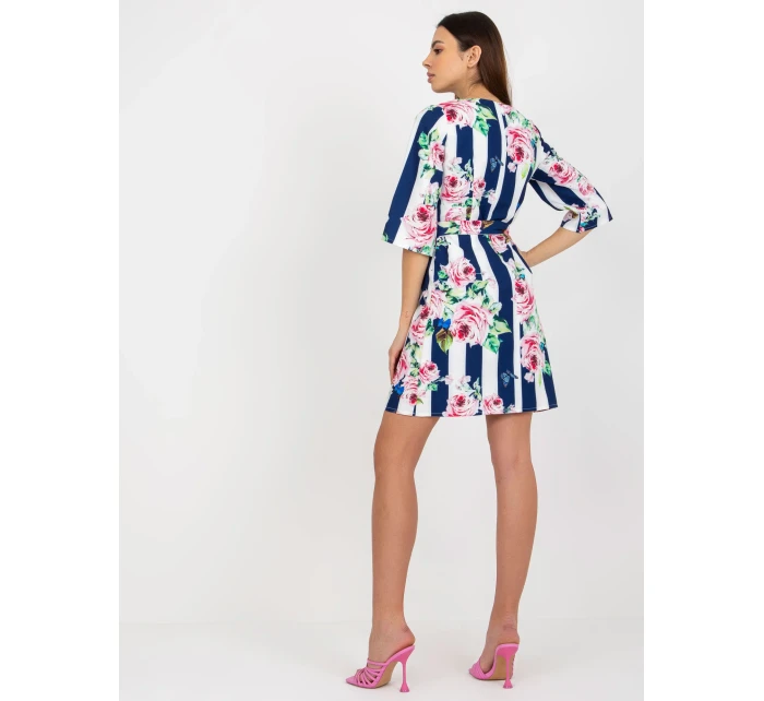 Dámske šaty LK SK 507506.84P biela a tmavo modrá - FPrice