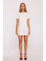 model 21061547 Mini šaty áčkového střihu krémové - Moe model 21061547 Mini šaty áčkového střihu krémové - Moe