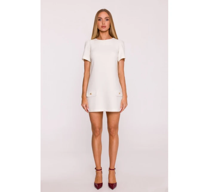 model 21061547 Mini šaty áčkového střihu krémové - Moe model 21061547 Mini šaty áčkového střihu krémové - Moe