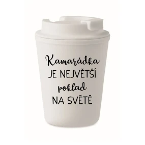 KAMARÁDKA JE NEJVĚTŠÍ POKLAD NA SVĚTĚ - bílý termohrnek 300 ml KAMARÁDKA JE NEJVĚTŠÍ POKLAD NA SVĚTĚ - bílý termohrnek 300 ml