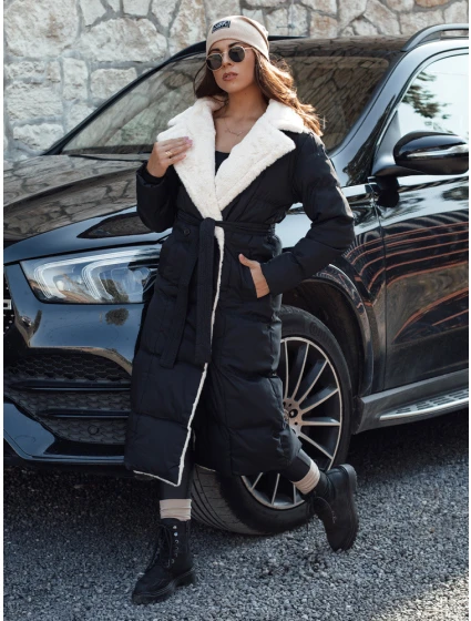 Dámská zimní bunda dlouhá s kožešinou černá Dstreet model 21980514 - FashionStreet