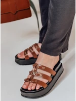 Dámske žabky na platforme PLATOFI camel FashionStreet ZY0880