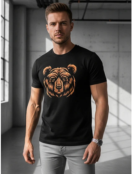 Tshirt męski z nadrukiem czarny model 22170612 - FashionStreet