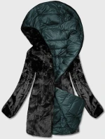 Zelená obojstranná dámska bunda - kožuch (b8053-10)