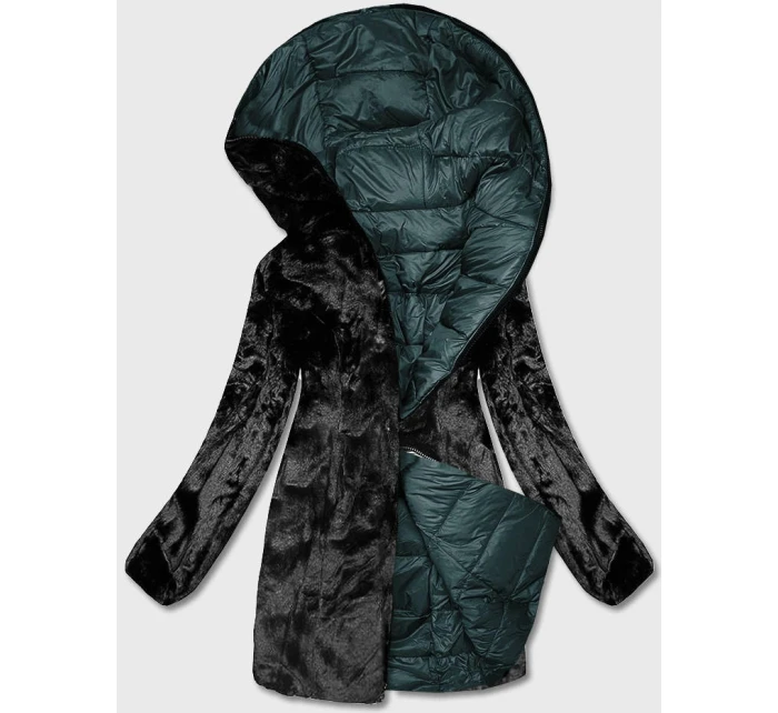 Zelená obojstranná dámska bunda - kožuch (b8053-10)