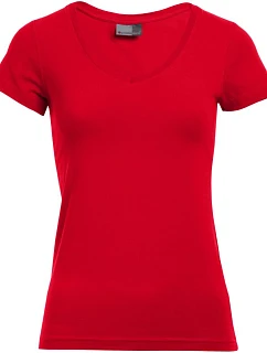 Dámské tričko Slim Fit s výstřihem do V 40. fire red model 22516031 - Promodoro