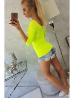 Halenka s kulatým výstřihem žlutá neonová