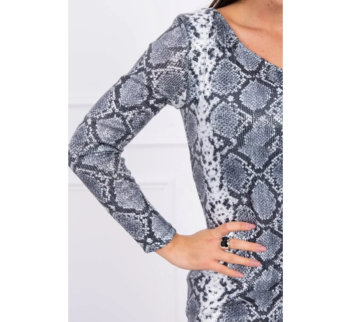 Šedé šaty z model 18743600 kůže s flitry - K-Fashion Šedé šaty z model 18743600 kůže s flitry - K-Fashion