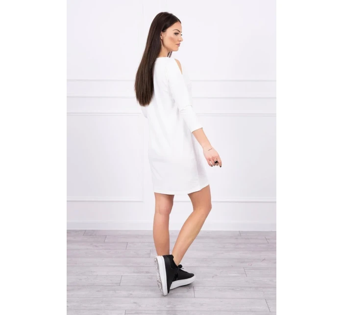 Šaty s potiskem model 18744170 ecru - K-Fashion