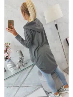 Mikina s kapucňou s dlhým chrbtom v grafitovej farbe