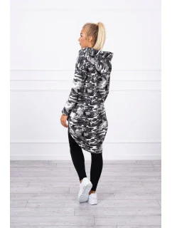 Mikina s dlhým chrbtom moro grey+black