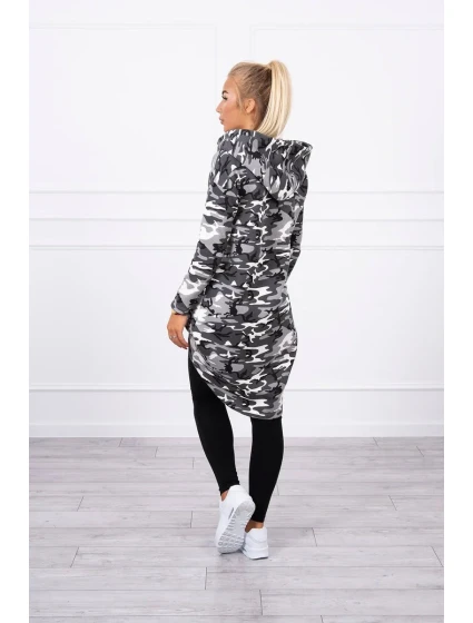 Mikina s dlhým chrbtom moro grey+black