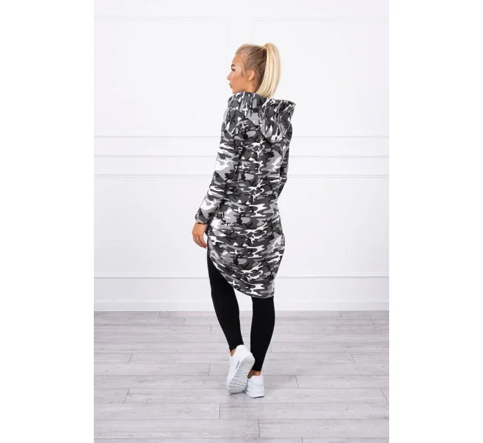 Mikina s dlhým chrbtom moro grey+black