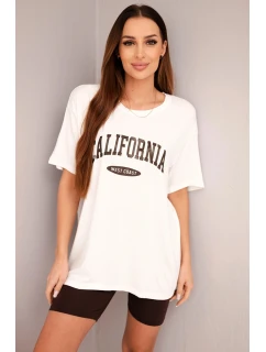 Dámská bavlněná souprava s model 21865116 a legínami s lampasem béžová - K-Fashion