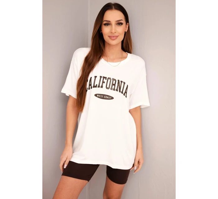 Dámská bavlněná souprava s model 21865116 a legínami s lampasem béžová - K-Fashion