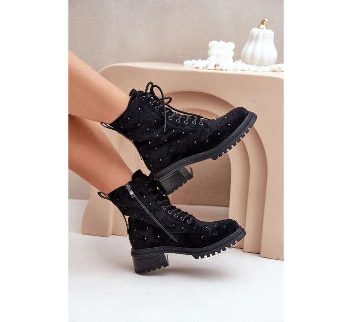 Zdobené dámské botky zateplené D&A černé model 21674415 - S.Barski Zdobené dámské botky zateplené D&A černé model 21674415 - S.Barski