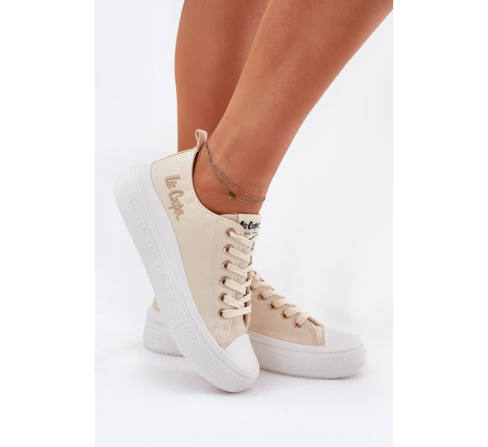 Trampki Damskie Na Platformie Lee Cooper LCW-24-44-2464L Beżowe