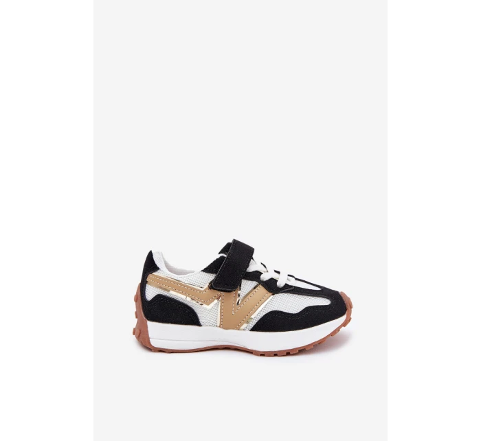 Sneakersy Dziecięce Na Rzep Biało-Czarne Tezzu