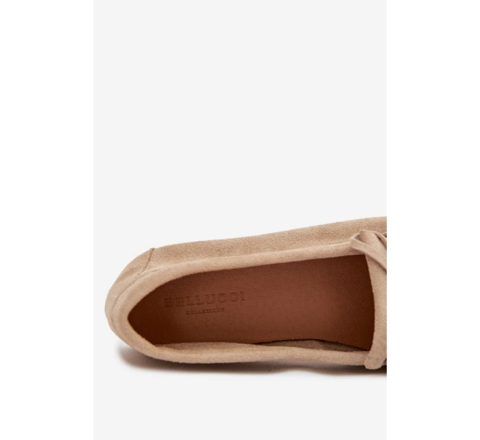 Dámské mokasíny s šněrováním a třásněmi Béžové Glorina