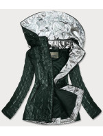 Zelená dámska bunda s ozdobnými vsadkami (MM50)