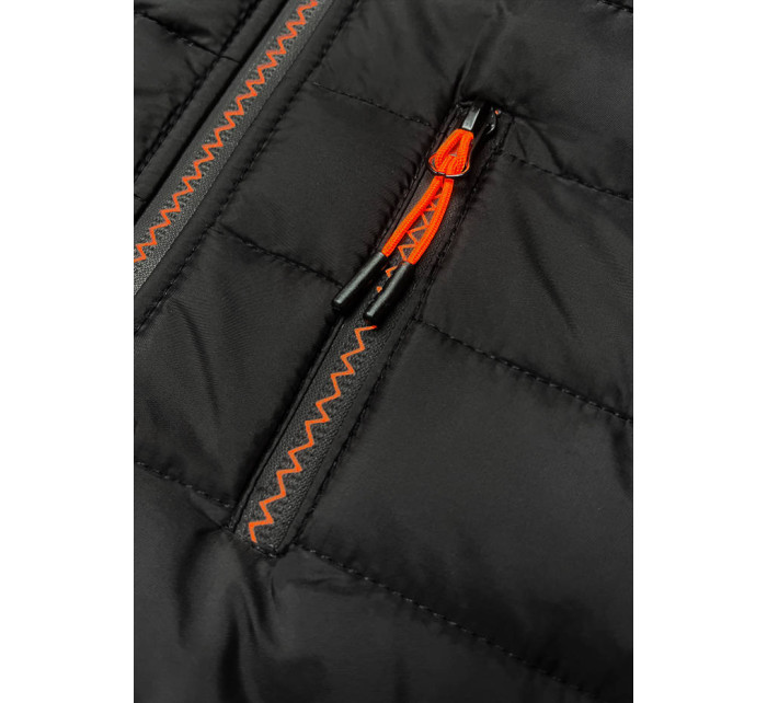 Čierno-grafitová pánska športová bunda z rôznych spojených materiálov (8M910-392)