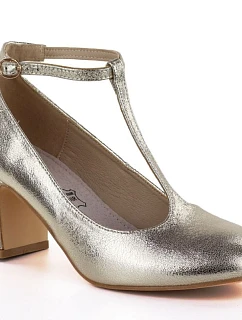 Třpytivé zlaté lodičky s páskem model 22073635