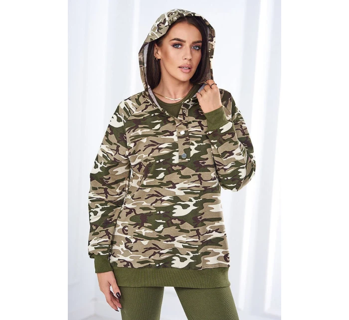 3dílná souprava top a legíny khaki + ecru model 18970353 - K-Fashion 3dílná souprava top a legíny khaki + ecru model 18970353 - K-Fashion