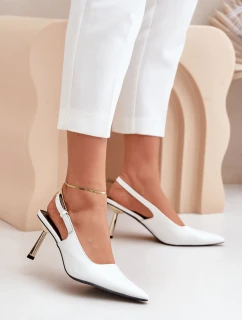 Lakierowane Szpilki Z Odkrytą Piętą Białe Filona