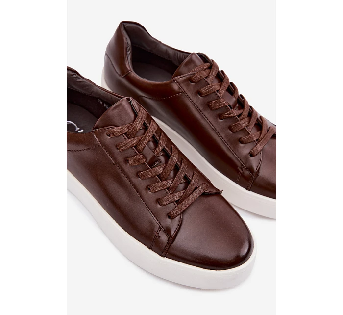 Pánské tenisky z eko kůže tmavě hnědé Velton