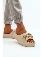 Dámské pěnové pantofle s ozdobami na silné světle béžová model 20455574 - Kesi