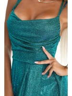 Dlhé šaty 589-3 zelené s trblietkami - Numoco Dlhé šaty 589-3 zelené s trblietkami - Numoco