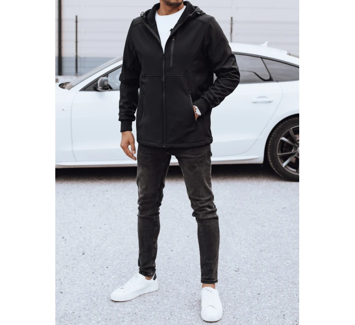 Pánska prechodná softshellová bunda s kapucňou čierna FashionStreet TX4819