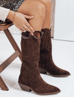 Dámske semišové kovbojské čižmy hnedé FashionStreet ZY1160