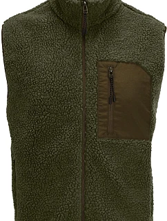 SOL'S Fury Bodywarmer Fleecová vesta Sherpa 25.4041 armádna/tmavoarmádna