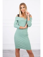 Šaty so širokými ramienkami tmavo mätové