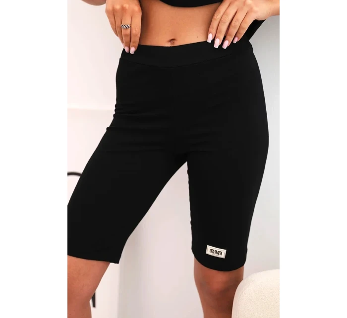 Dámsky bavlnený set s krátkym rukávom a šortkami čierny