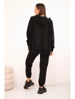Dámská bavlněná souprava s kapucí a zipem černý