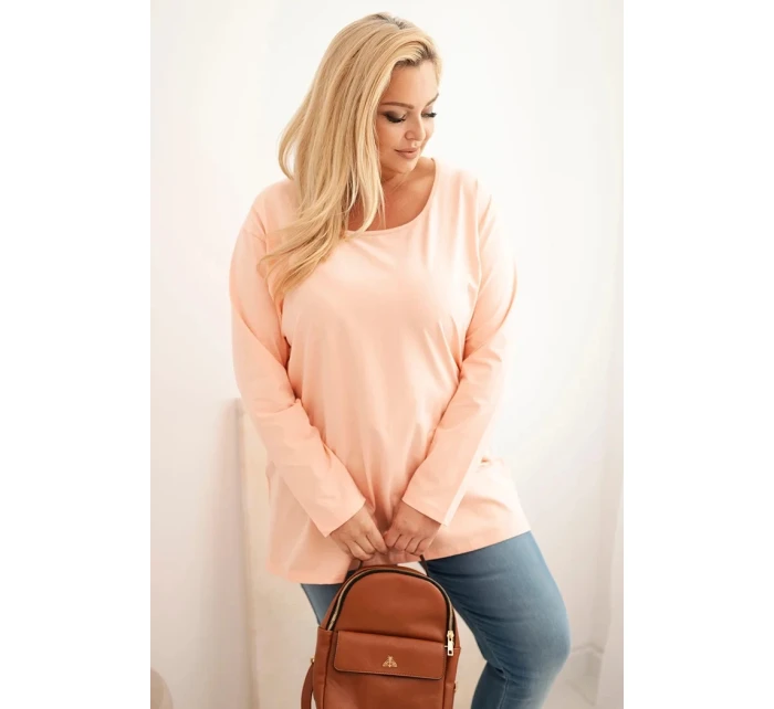 Dámská blůza Plus Size s lodičkovým výstřihem meruňková