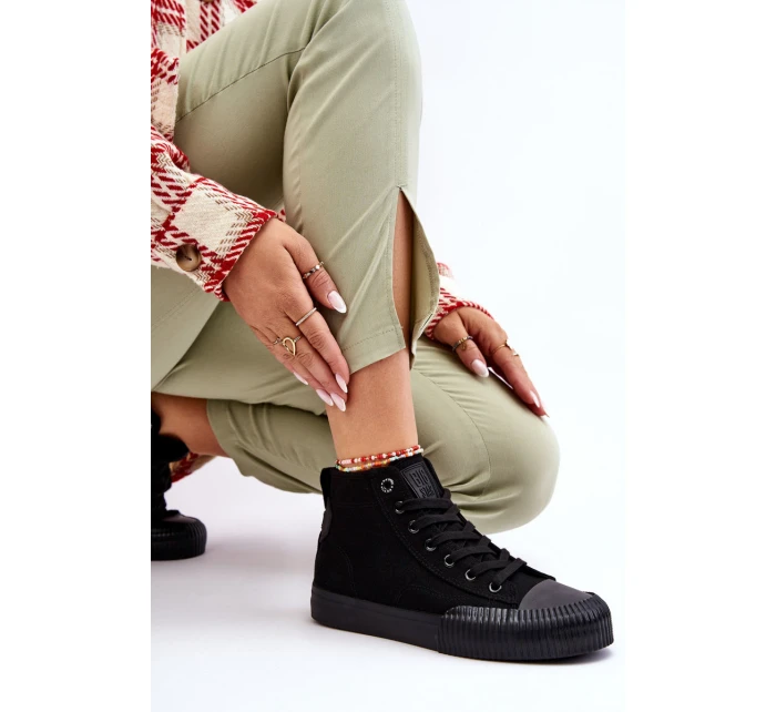Damskie Wysokie Trampki Materiałowe Big Star LL274444 Czarne