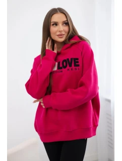 Zateplená bavlnená mikina s kapucňou Love fuchsia
