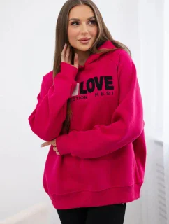 Zateplená bavlněná mikina s kapucí fuchsie