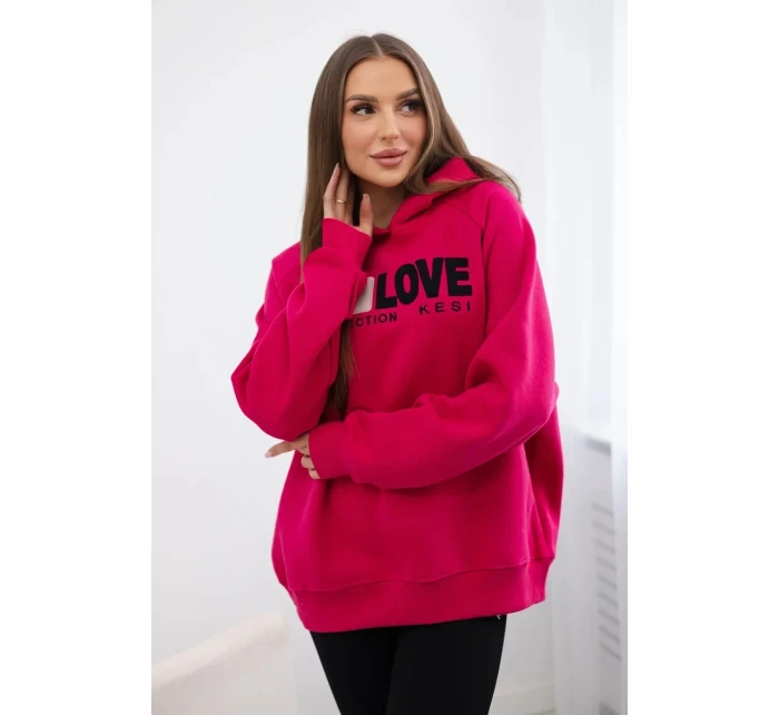 Zateplená bavlnená mikina s kapucňou Love fuchsia Zateplená bavlnená mikina s kapucňou Love fuchsia